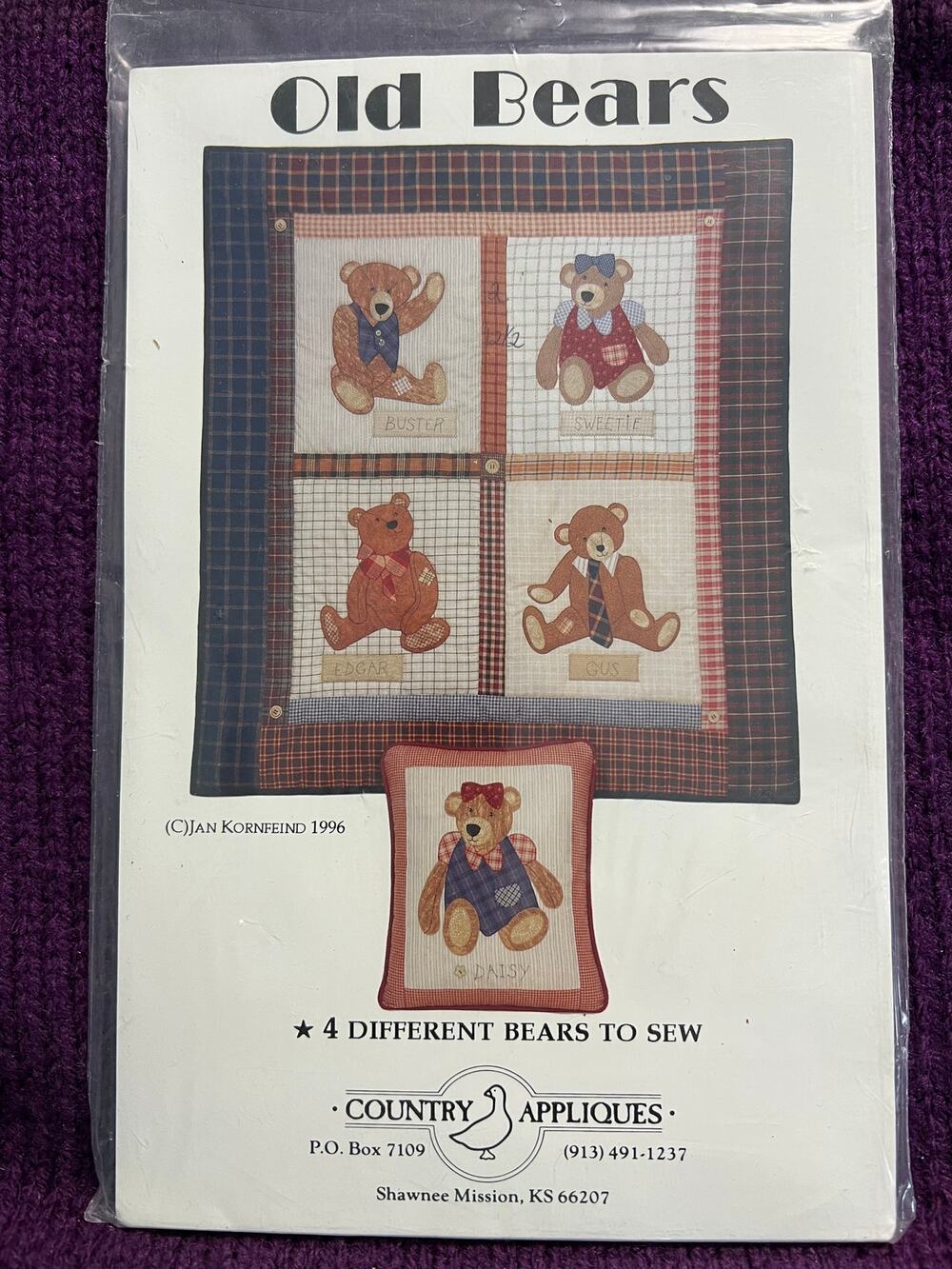 quilt pattern country appliques old bears mini quilt pillow bear